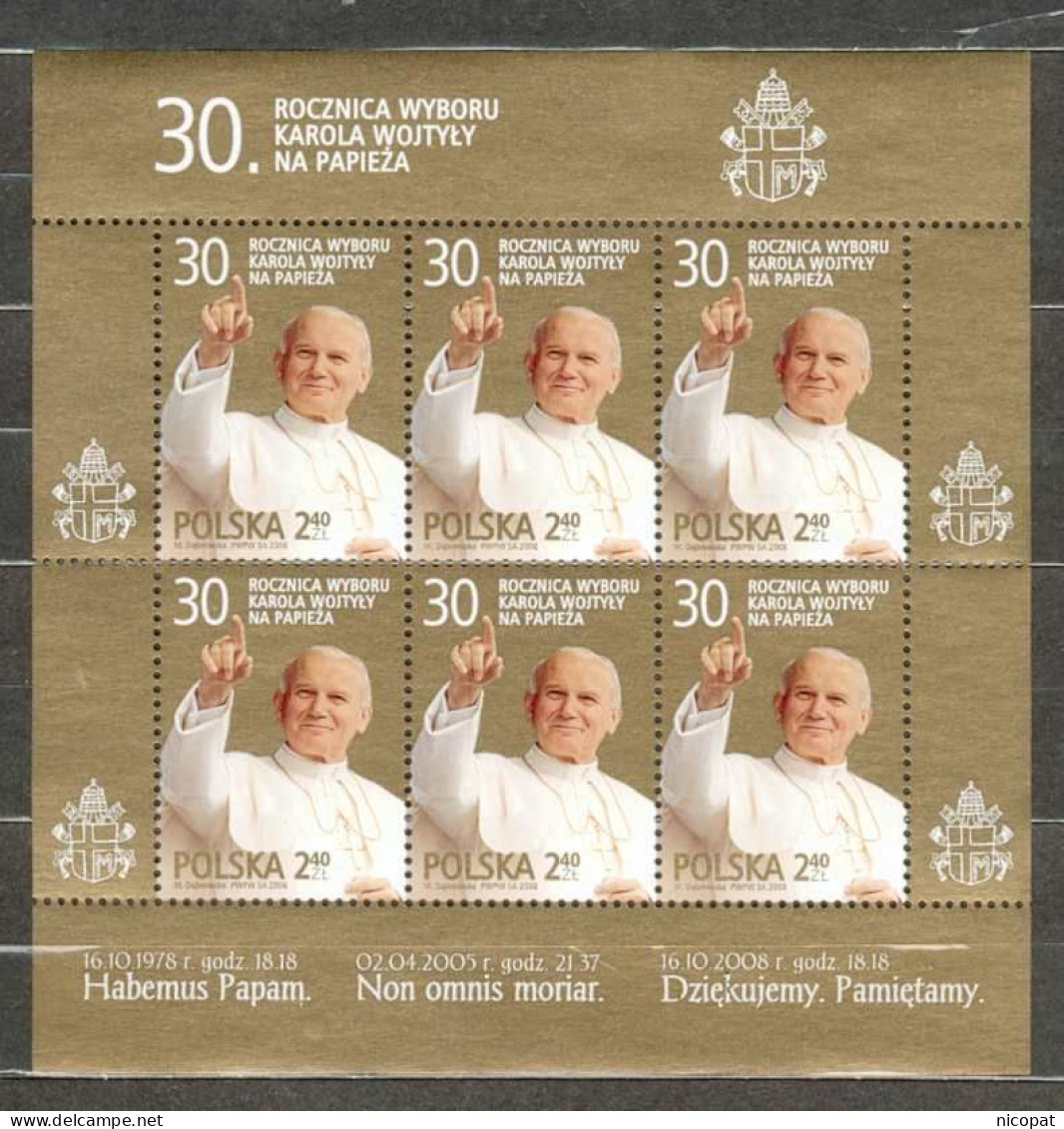 POLAND MNH ** 4136 En Feuille Feuillet Bloc ANNIVERSAIRE ELECTION PAPE JEAN PAUL II - Hojas Completas