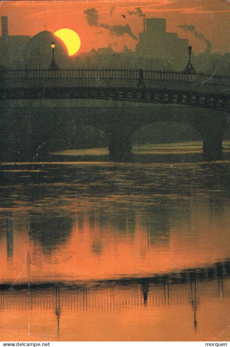 51961. Postal BAILE ATHA CLIATH (Dublin) Irlanda 1988. . Sunset Over River Liffey - Lettres & Documents