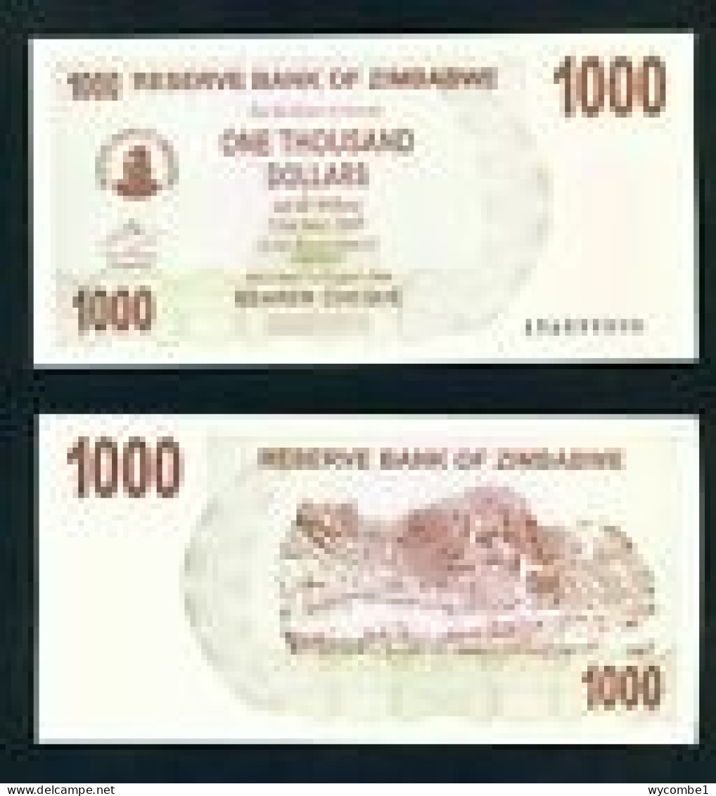 ZIMBABWE -  2006 1000 Dollars UNC  Banknote - Zimbabwe