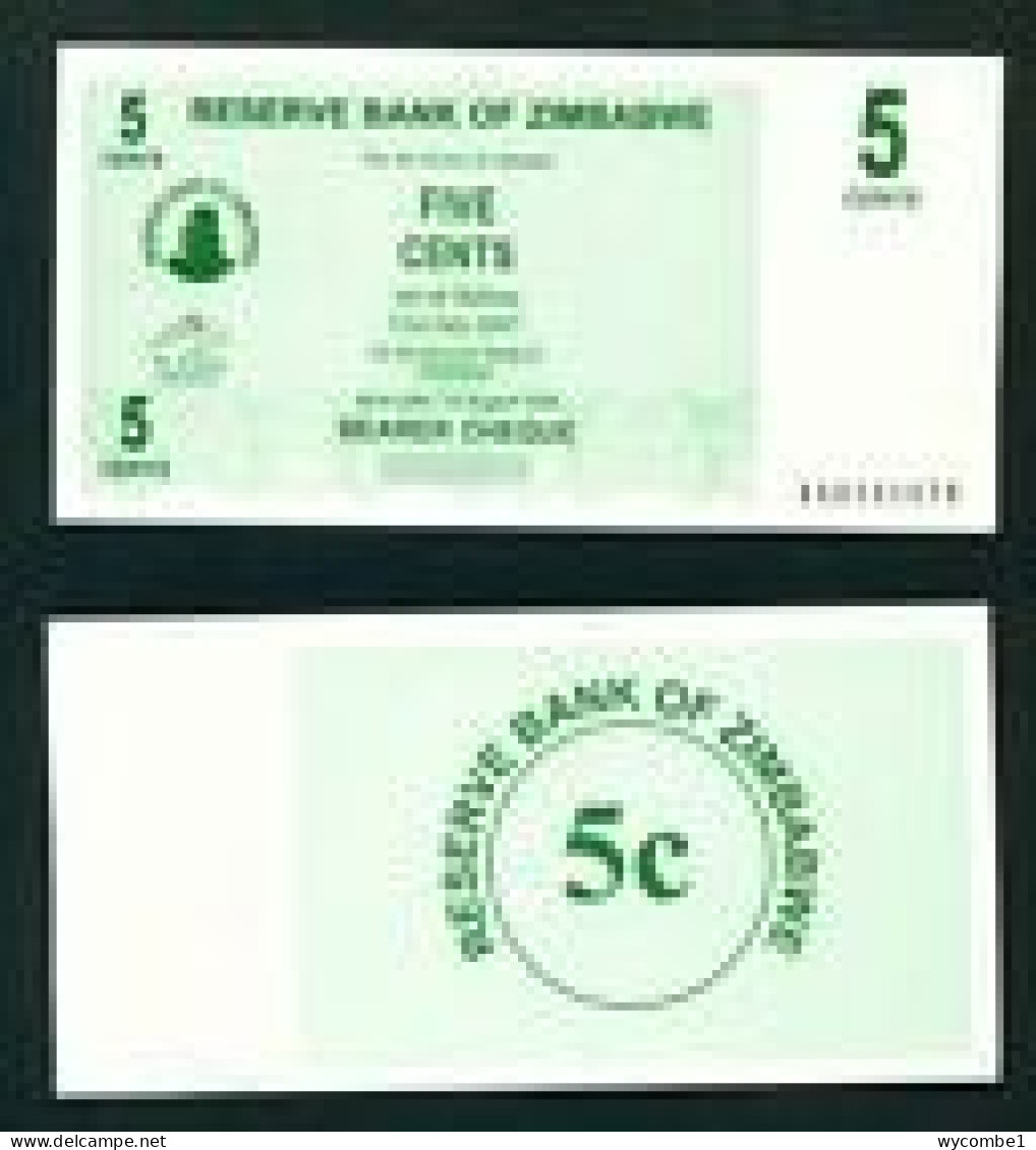ZIMBABWE -  2006 5 Cents UNC  Banknote - Zimbabwe