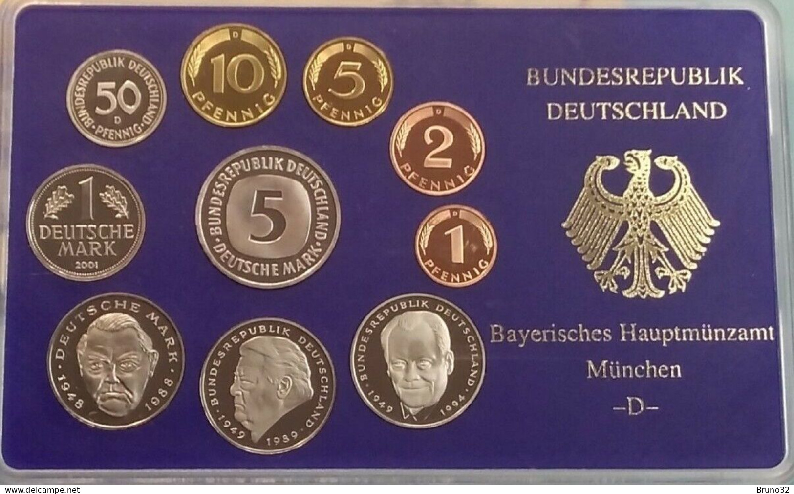 BRD - GERMANIA FEDERALE - 2001 D PROOF - Set Di Monete Divisionali - Mint Sets & Proof Sets