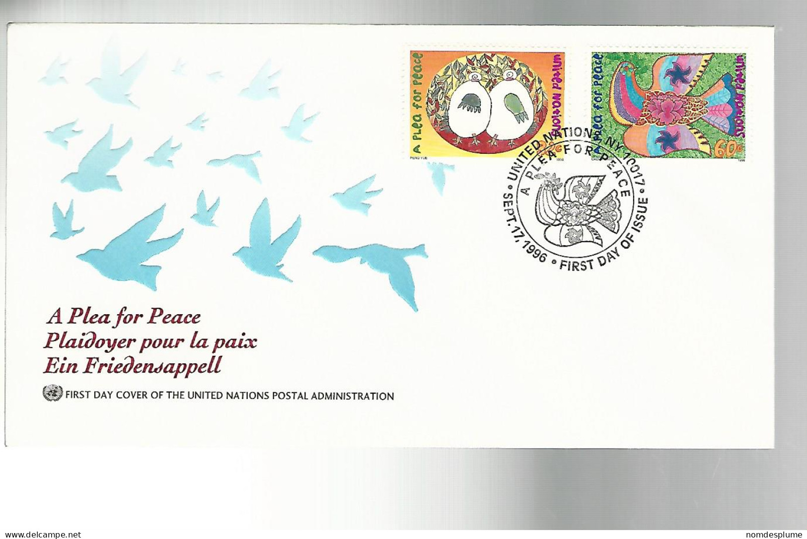 53007 ) United Nations FDC New York Postmark 1996  - Briefe U. Dokumente