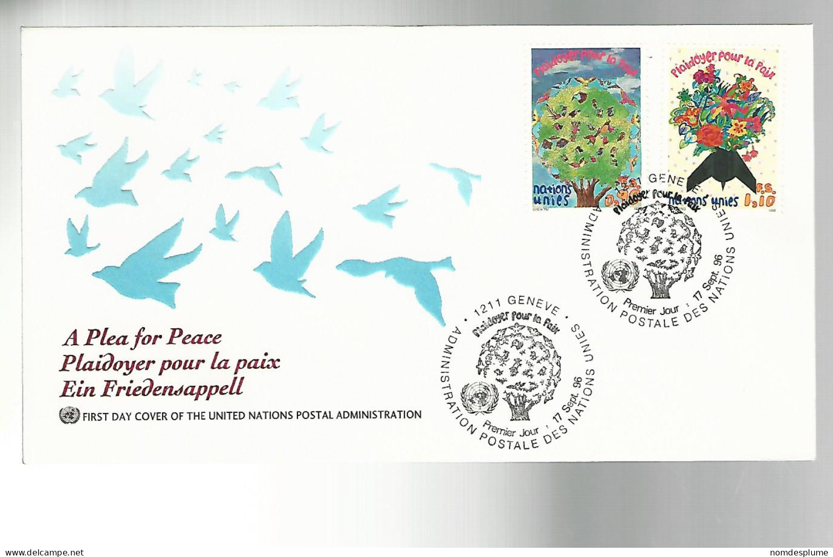 53008 ) United Nations FDC Geneva Postmark 1996  - Storia Postale
