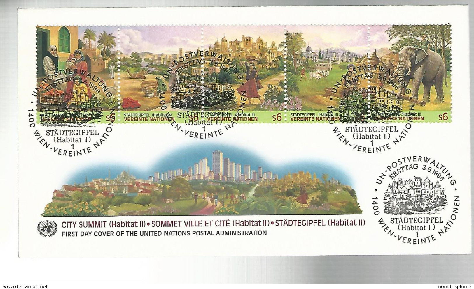 53011 ) United Nations FDC Vienna Postmark 1996  - Cartas & Documentos