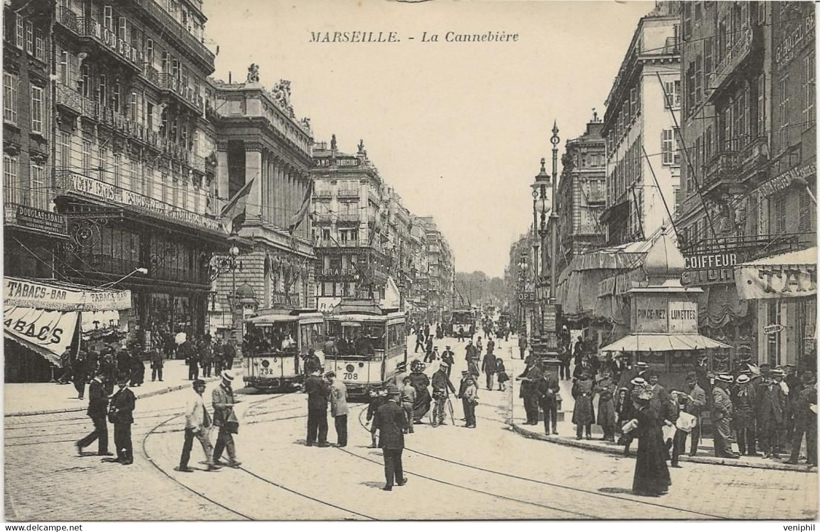 MARSEILLE - LA CANNEBIERE -  CARTE ANIMEE - Canebière, Centro