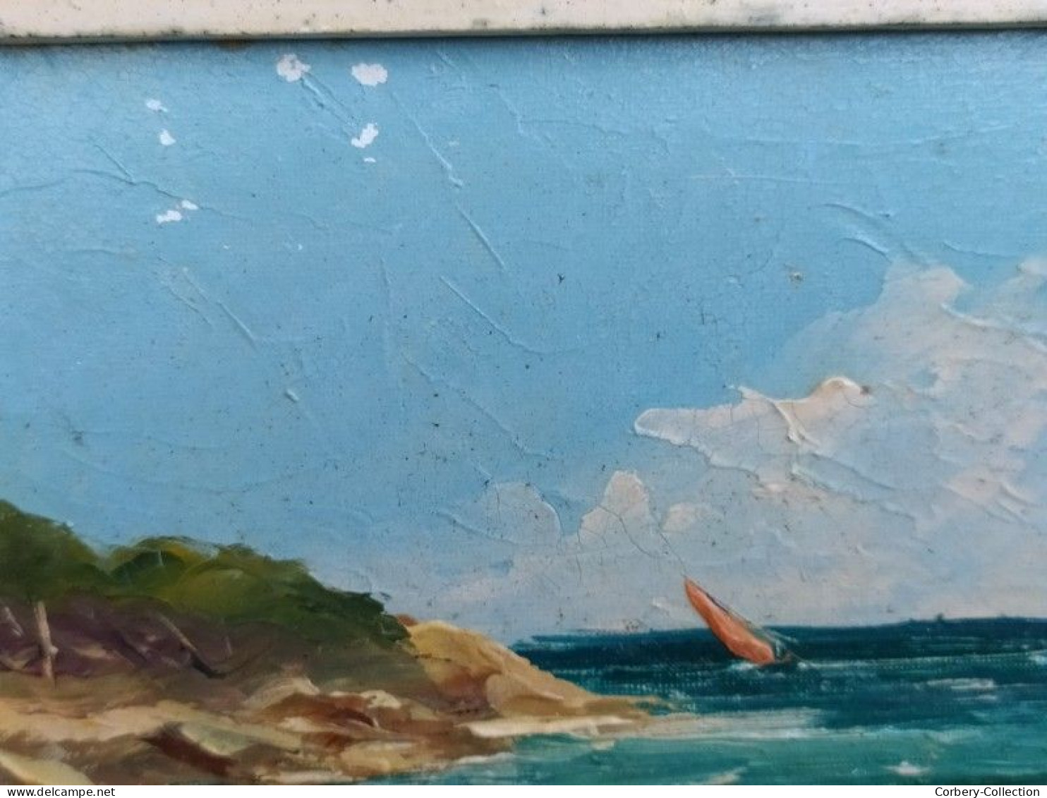 Paire de Tableaux Marine Porquerolles l'Oustaou de Diou Signés V. Bernard ca1950