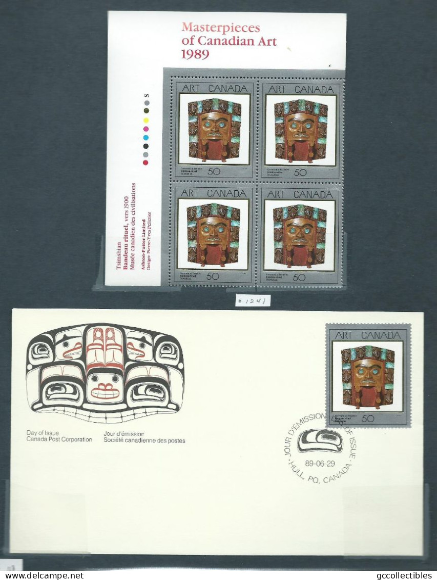 Canada # 1241 UL. PB. MNH + FDC - Masterpieces Of Canadian Art - 2 - Blocks & Sheetlets