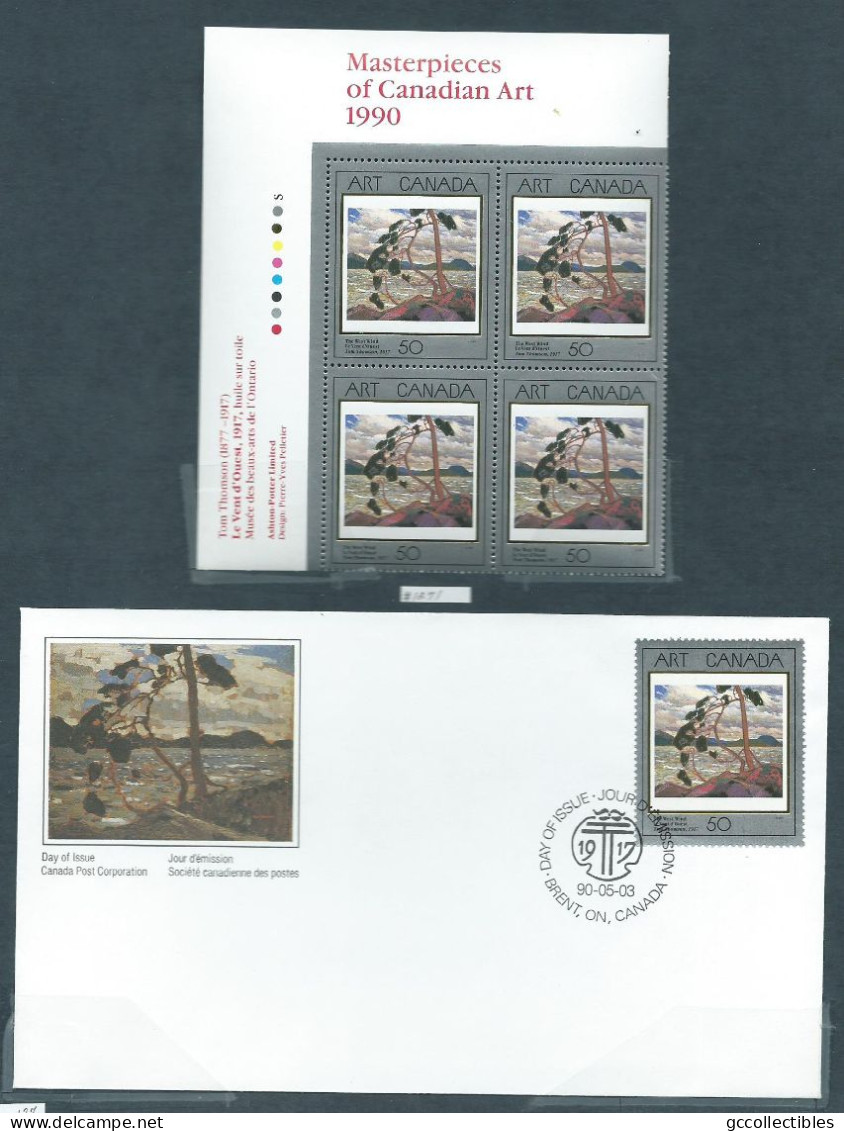 Canada # 1271 UL. PB. MNH + FDC - Masterpieces Of Canadian Art - 3 - Blocks & Sheetlets