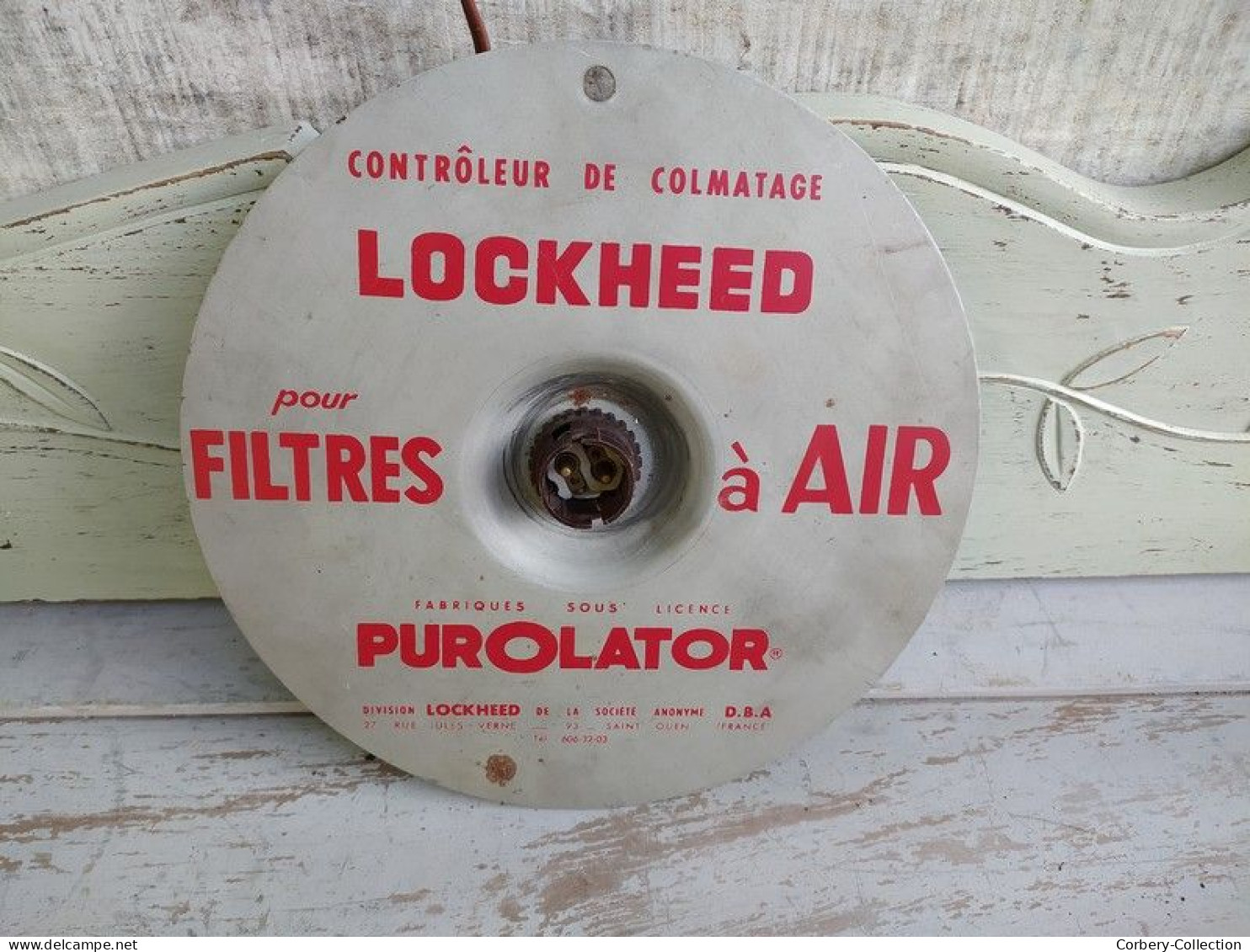 Ancienne Lampe Suspension Publicitaire Garage Automobile Lockheed Purolator - Idrocarburi