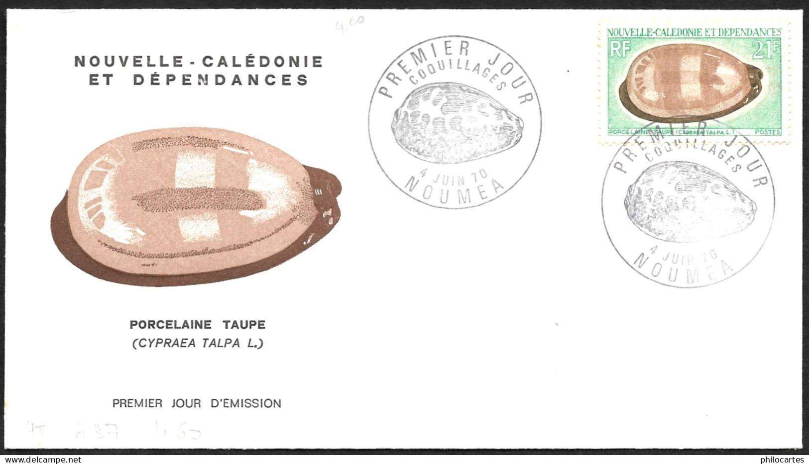 Nouvelle Calédonie  4 Juin 1970  - FDC  PA 37 - Nouméa  - Porcelaine Taupe - Brieven En Documenten