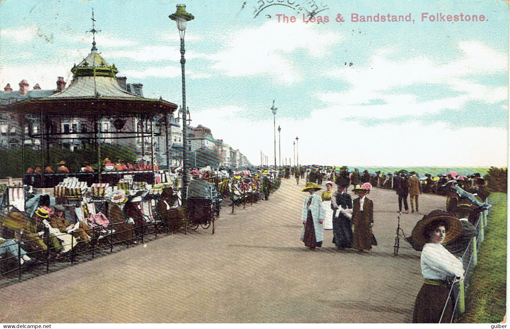 The Leas Bandstand  Folkestone  Couleur 1912 - Folkestone
