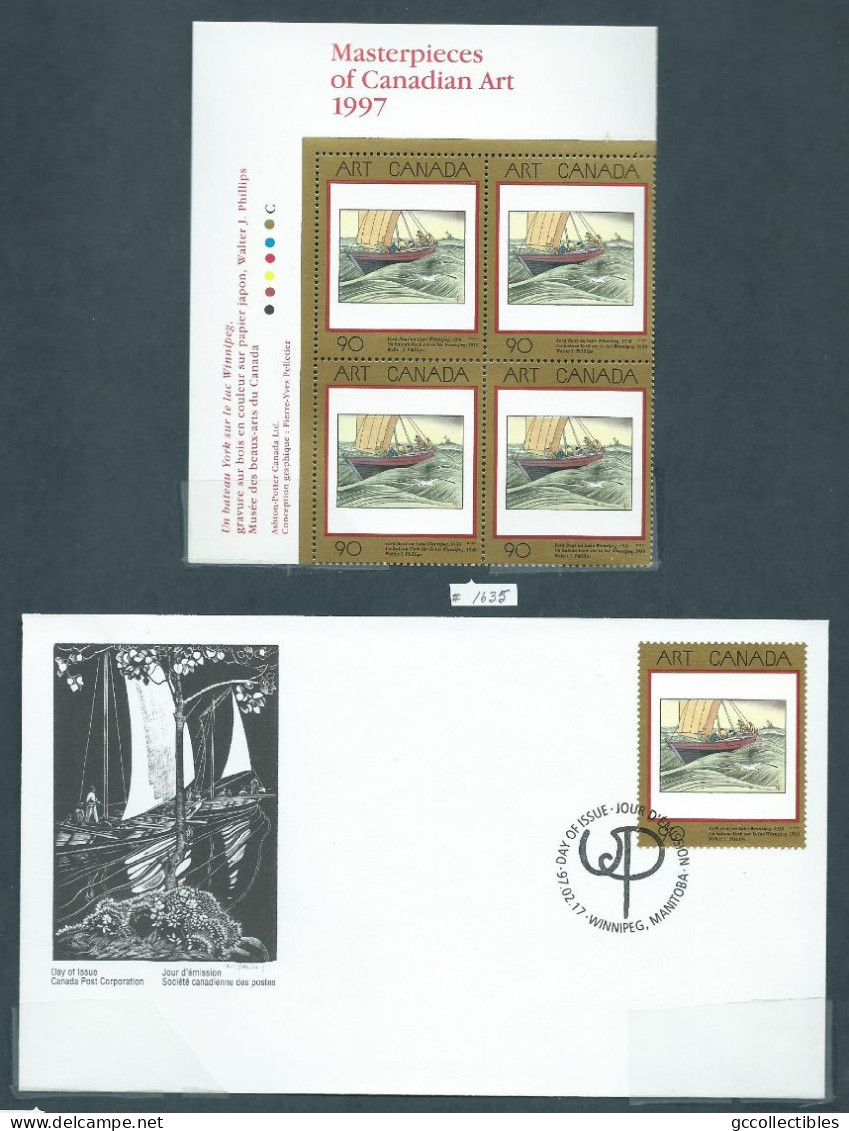 Canada # 1635 UL. PB. MNH + FDC - Masterpieces Of Canadian Art - 10 - Hojas Bloque