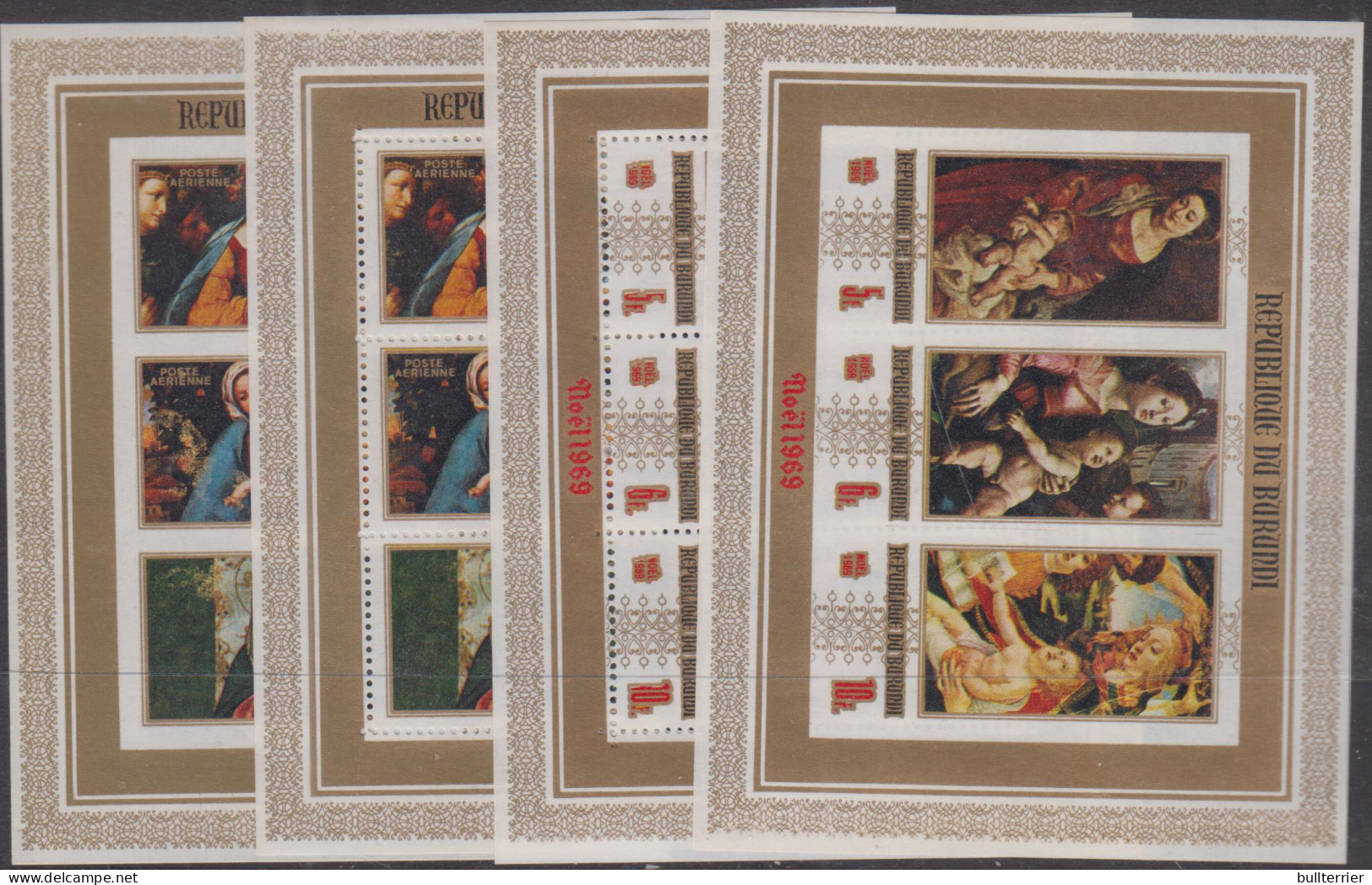 BURUNDI - 1969 - CHRISTMAS PAINTINGS S/SHEETS PERF & IMPERF   MINT NEVER HINGED,  - Unused Stamps