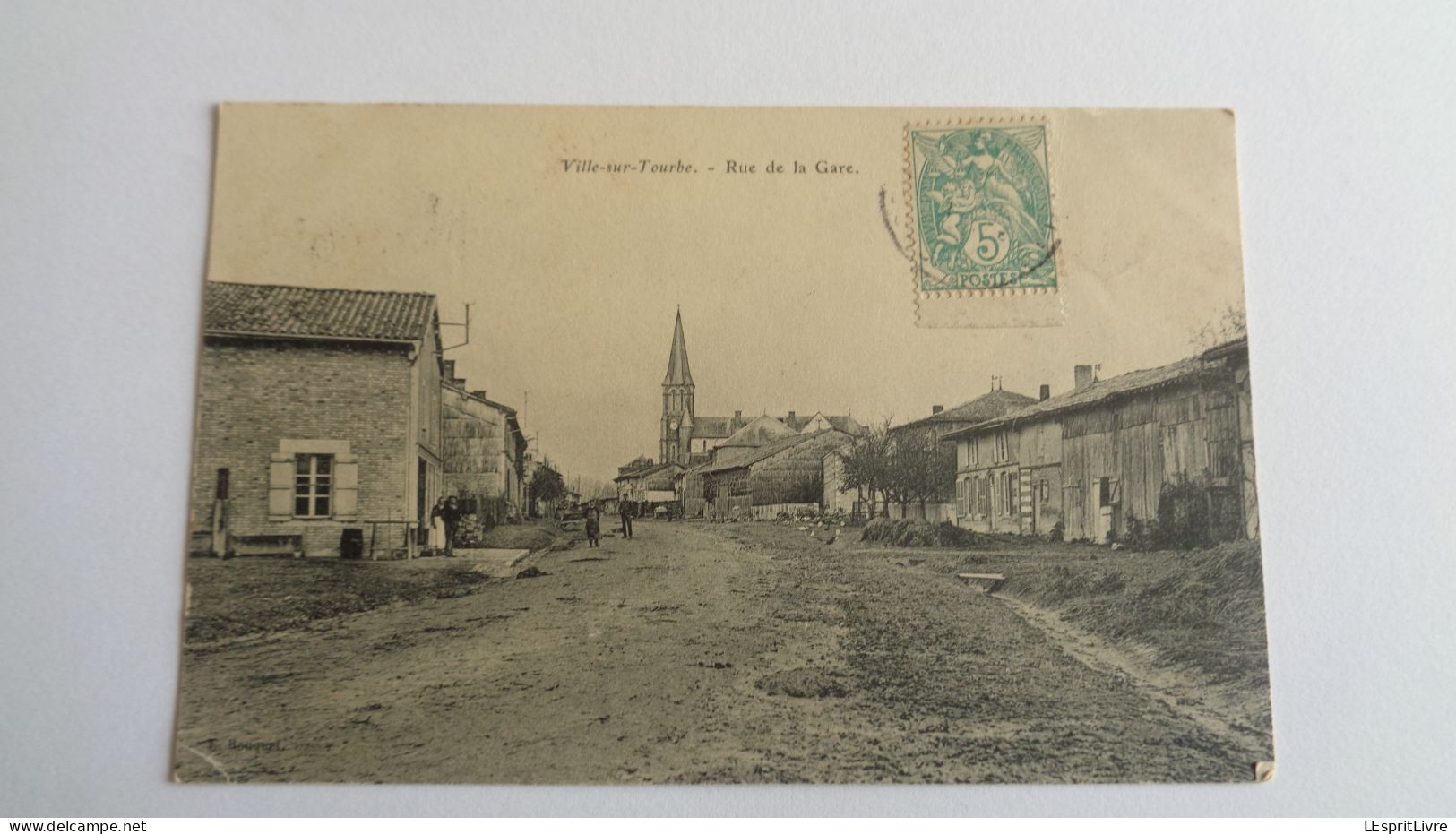 VILLE SUR TOURBE Rue De La Gare Animée Marne 51 France Carte Postale Postcard CPA - Ville-sur-Tourbe