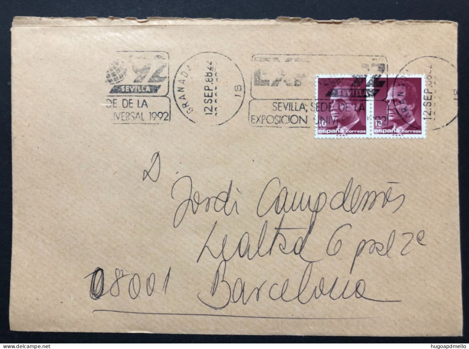 SPAIN, Cover With Special Cancellation « EXPO '92 », « GRANADA Postmark », 1988 - 1992 – Séville (Espagne)