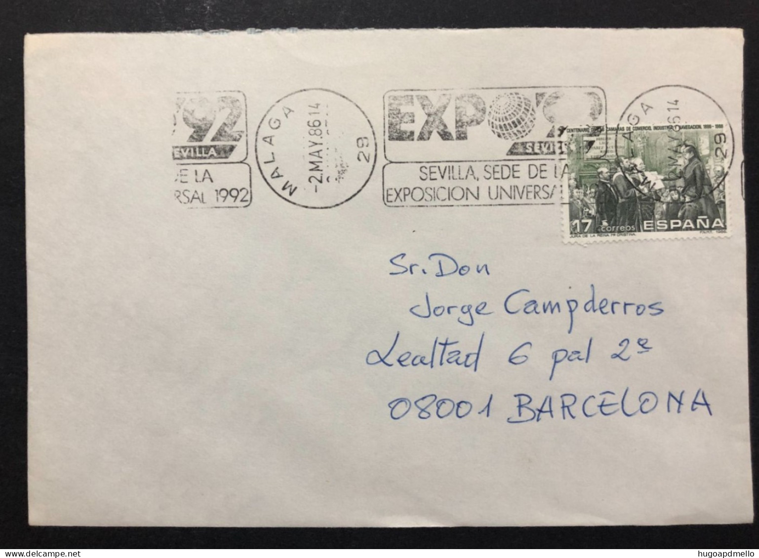 SPAIN, Cover With Special Cancellation « EXPO '92 », « MALAGA Postmark », 1986 - 1992 – Sevilla (Spanien)