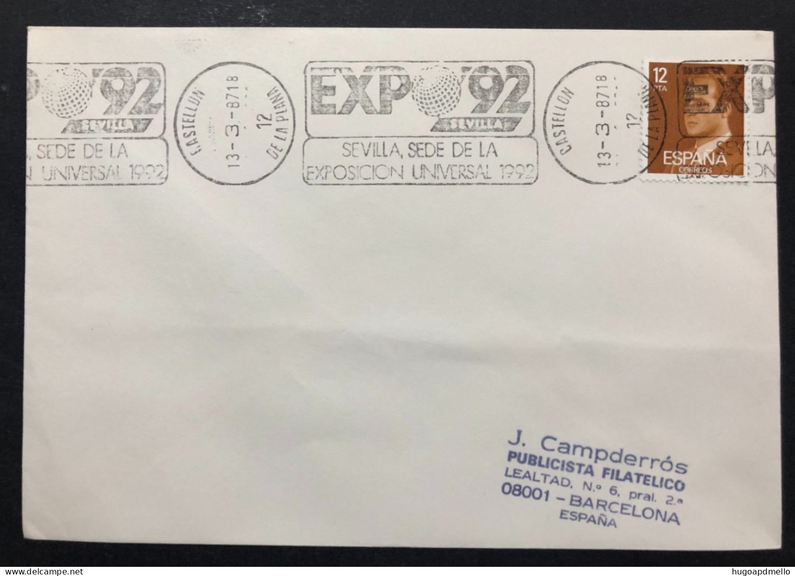 SPAIN, Cover With Special Cancellation « EXPO '92 », « CASTELLON DE LA PLANA Postmark », 1987 - 1992 – Sevilla (Spanien)