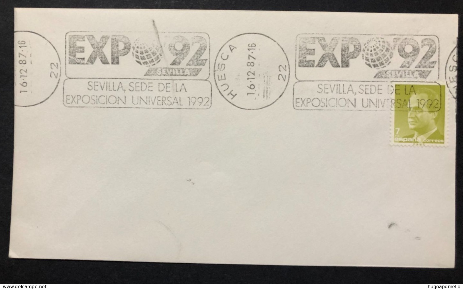 SPAIN, Cover With Special Cancellation « EXPO '92 », « HUESCA Postmark », 1987 - 1992 – Sevilla (Spanien)