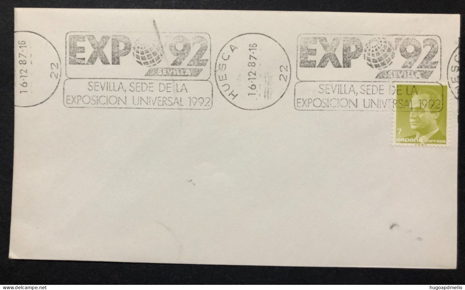 SPAIN, Cover With Special Cancellation « EXPO '92 », « HUESCA Postmark », 1987 - 1992 – Séville (Espagne)