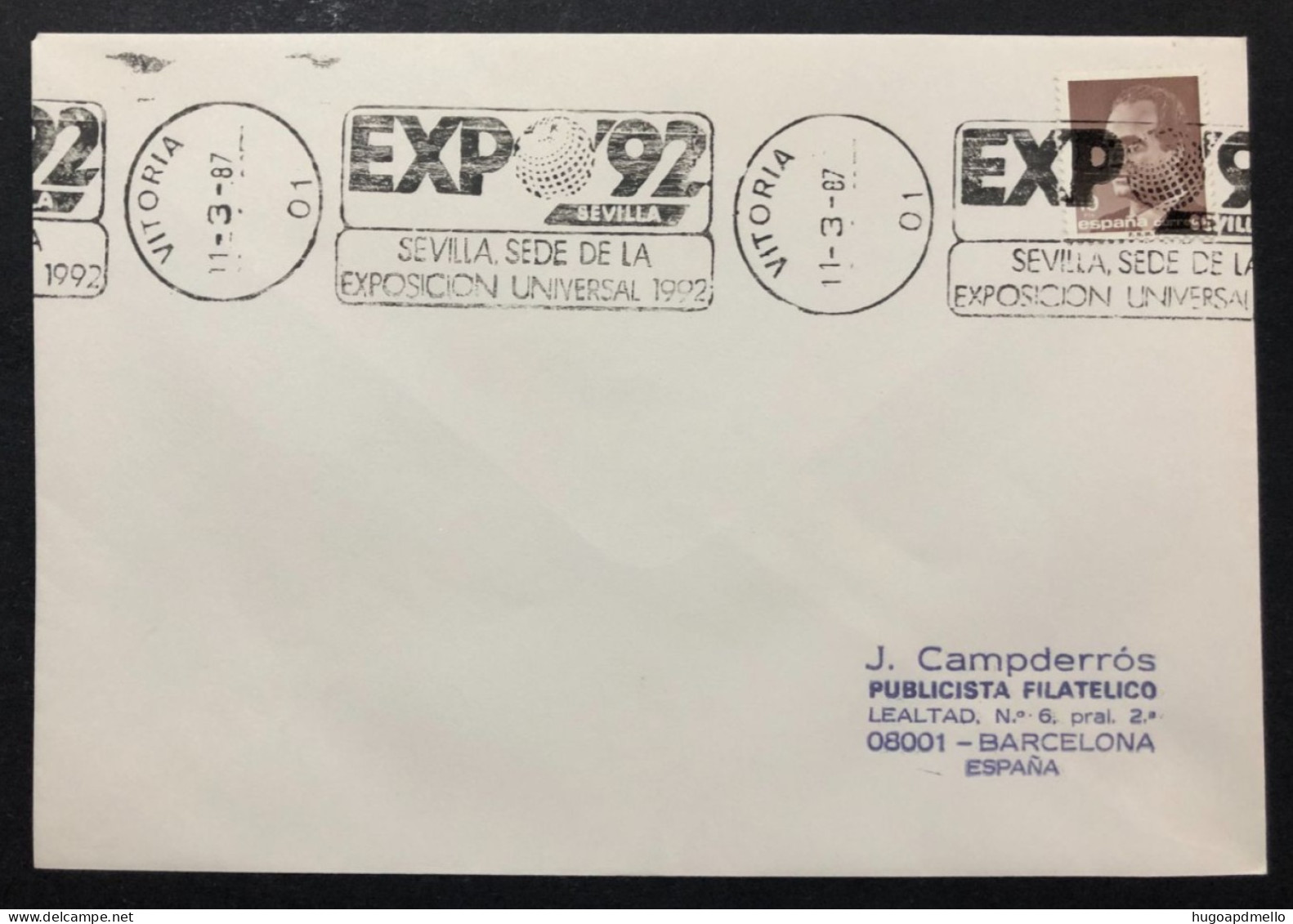 SPAIN, Cover With Special Cancellation « EXPO '92 », «VITORIA Postmark », 1987 - 1992 – Séville (Espagne)