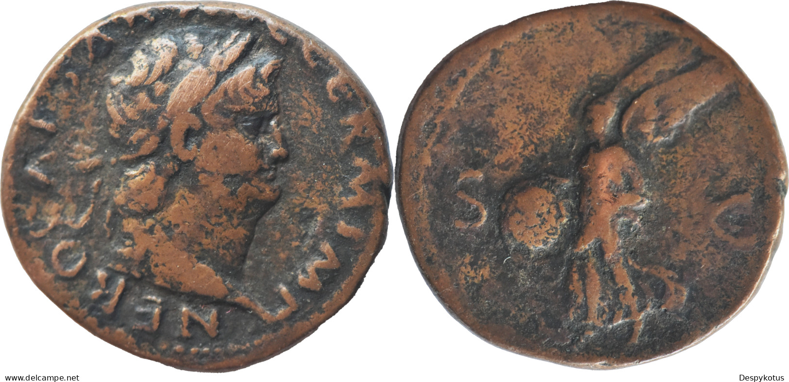 ROME - As - NERON - 65 AD - Victoire Volant à Gauche - RIC.312 - RARE - 14-193 - Die Julio-Claudische Dynastie (-27 / 69)
