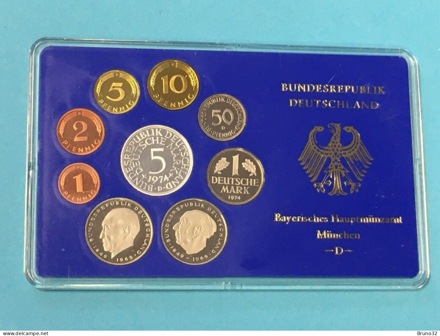 BRD - GERMANIA FEDERALE - 1974 D PROOF - Set Di Monete Divisionali - Mint Sets & Proof Sets