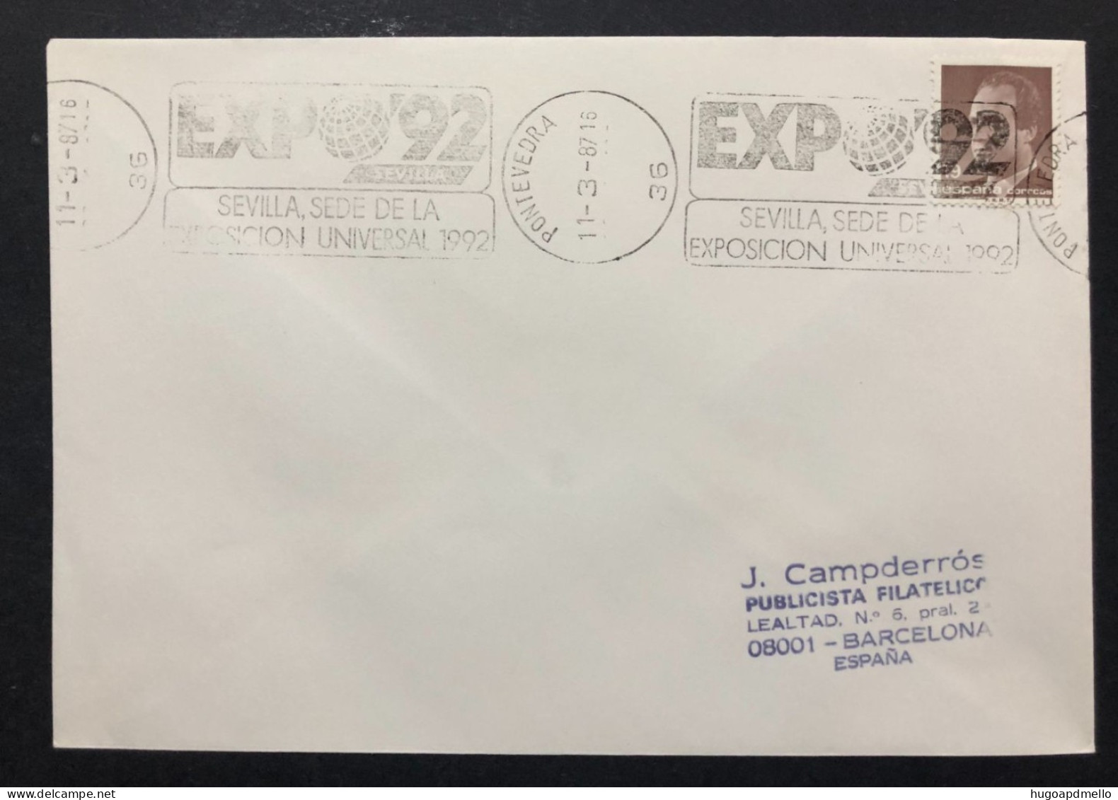 SPAIN, Cover With Special Cancellation « EXPO '92 », « PONTEVEDRA Postmark », 1987 - 1992 – Sevilla (Spanje)