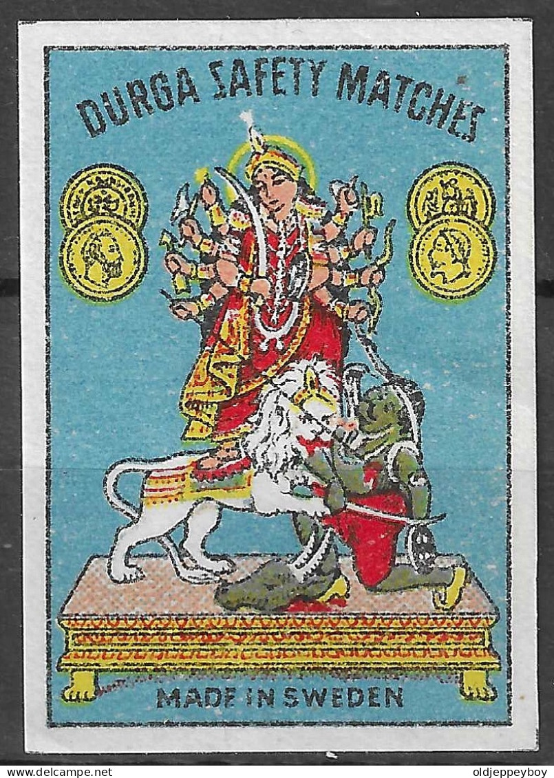 C1900 ANTIQUE MADE IN SWEDEN  Phillumeny MATCHBOX LABEL DURGA SAFETY MATCHES  3.5 X 5   Cm  RARE - Boites D'allumettes - Etiquettes