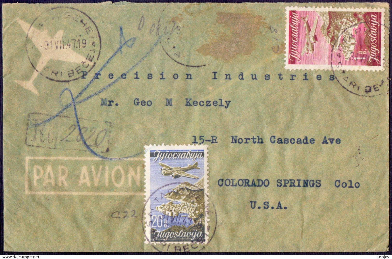 JUGOSLAVIA - AIR LETTER To USA - DUBROVNIK - 1947 - Aéreo