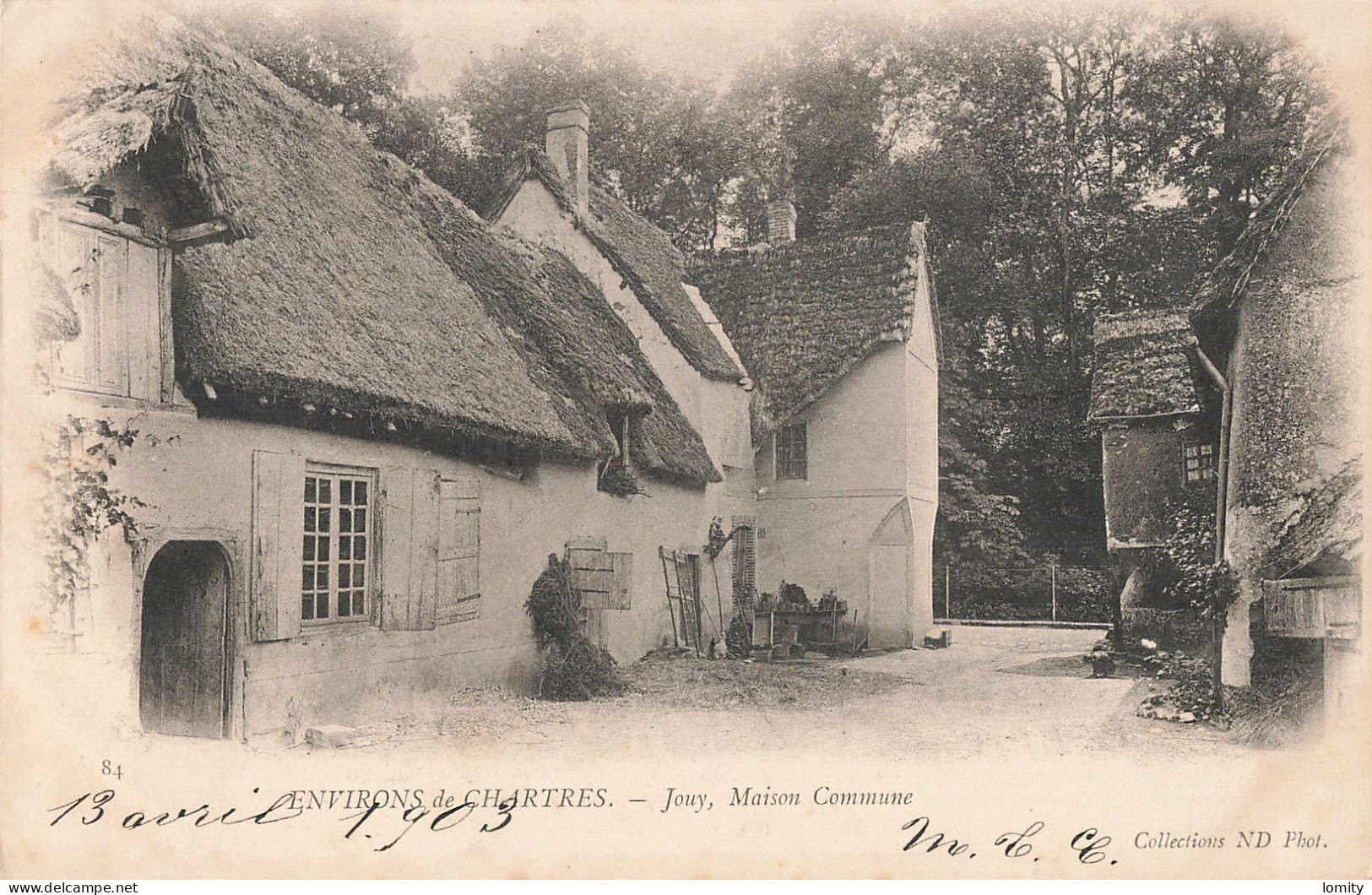 28 Jouy Maison Commune CPA Cachet Jouy 1903 - Jouy