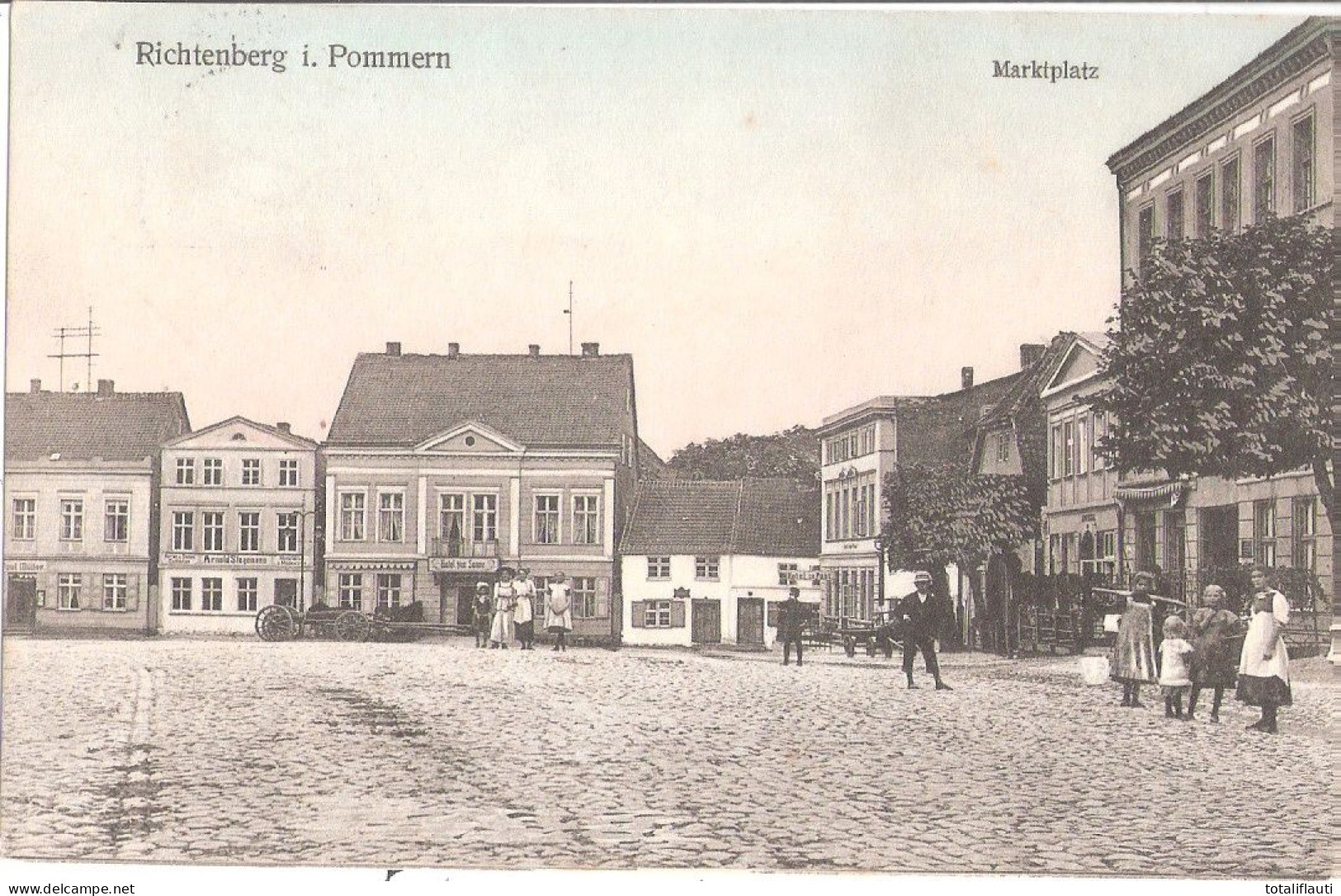RICHTENBERG Kr Franzburg Pommern Markt Belebt Feldpost 26.10.1915 Von Links Paul Müller; Herren Confektion Arnold Stegem - Grimmen