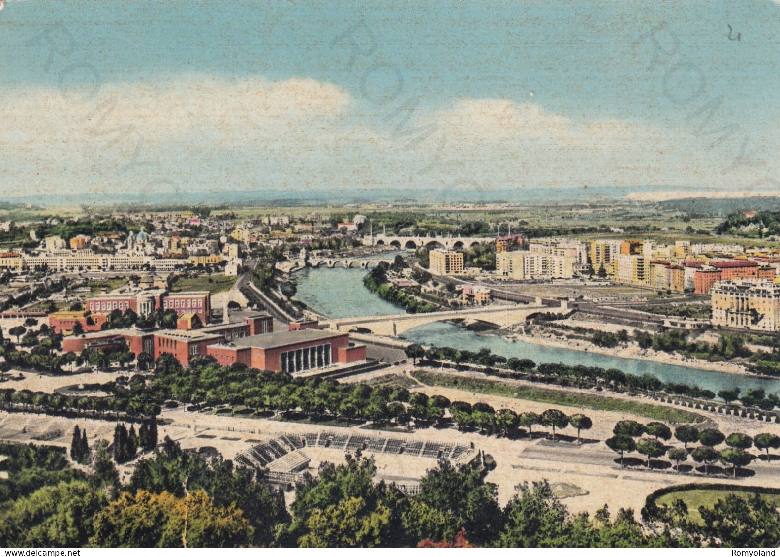 CARTOLINA  ROMA,LAZIO-PANORAMA-FORO ITALICO-CULTURA,STORIA,MEMORIA,RELIGIONE,IMPERO ROMANO,BELLA ITALIA,VIAGGIATA 1960 - Multi-vues, Vues Panoramiques