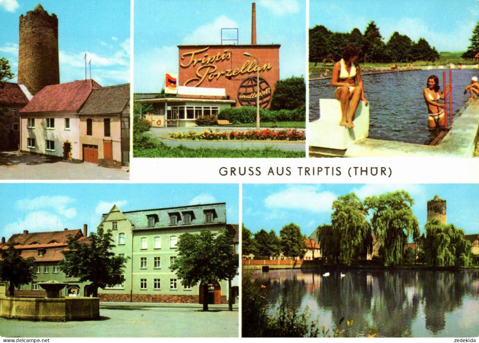 G5349 - TOP Triptis - Freibad VEB Porzellanwerk Markt - Verlag Bild Und Heimat Reichenbach - Triptis