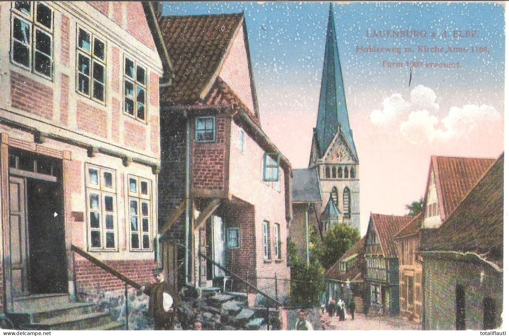 LAUENBURG Hohler Weg Kirchturm 1903 Erneuert Color 4.7.1922 Inflations Frankatur - Lauenburg