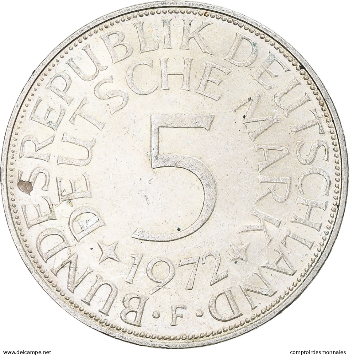 Monnaie, République Fédérale Allemande, 5 Mark, 1972, Stuttgart, SUP, Argent - 5 Mark