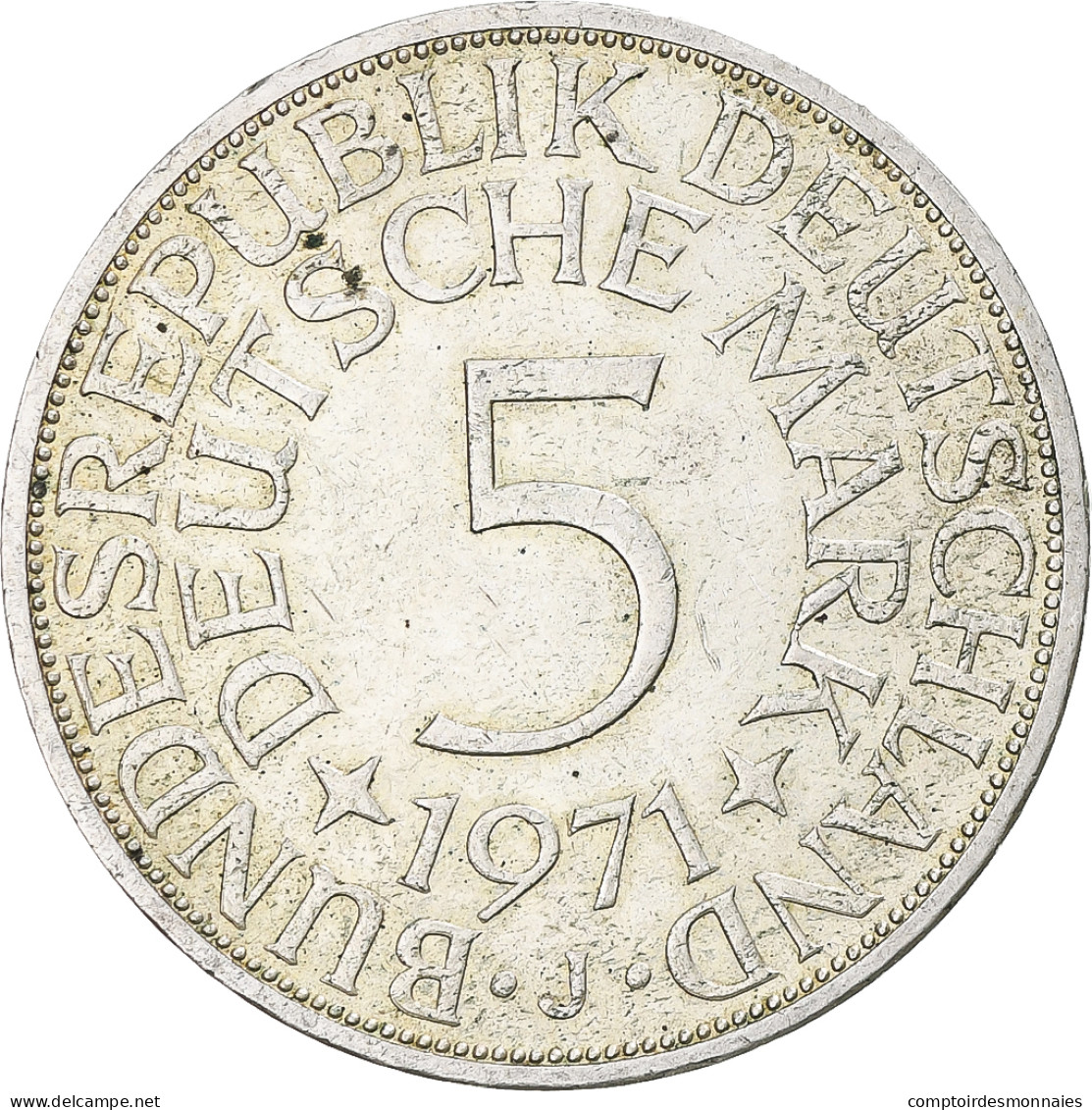 Monnaie, République Fédérale Allemande, 5 Mark, 1971, Hambourg, TTB+, Argent - 5 Marcos