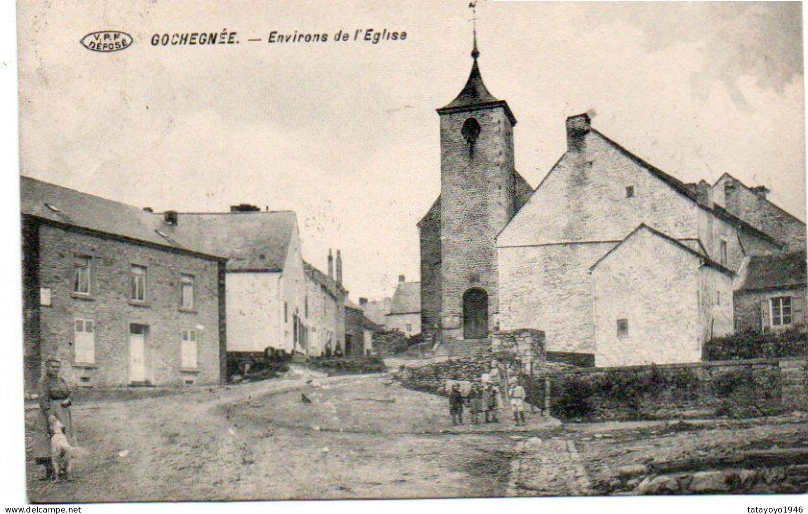 Gochenée  Environs De L'eglise Animée Voyagé En 1923 - Doische