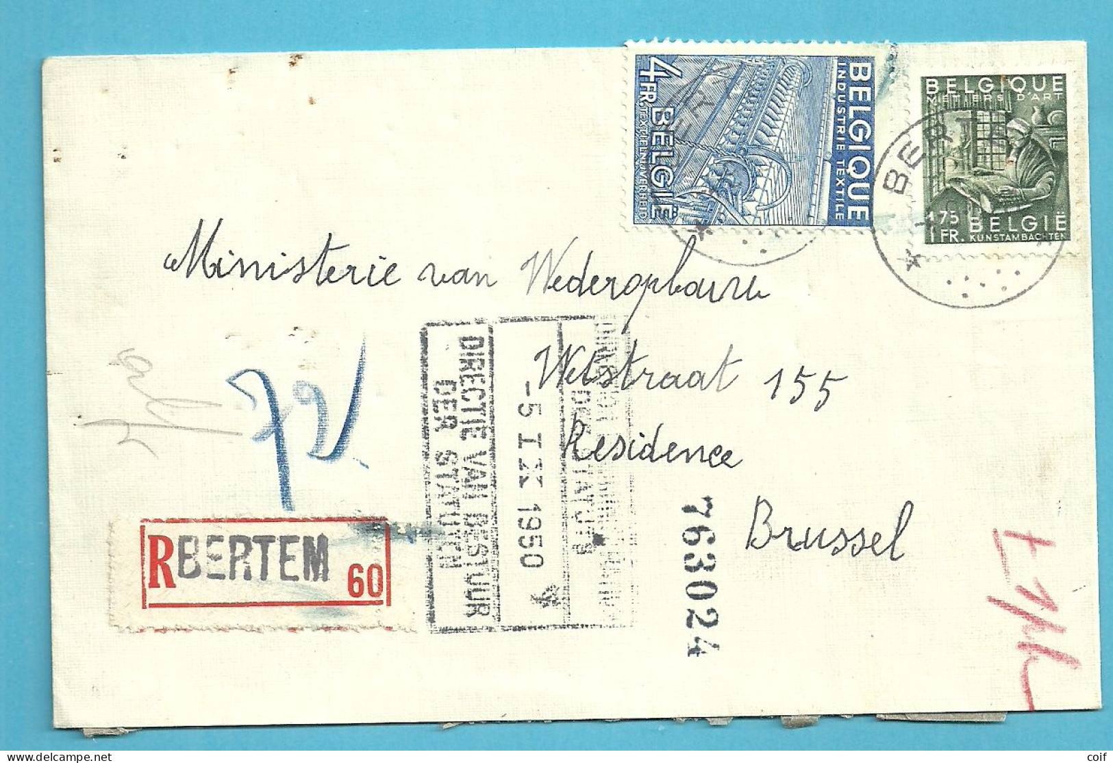 768+771 Op Brief Aangetekend Sterstempel (Relais) * BERTEM * - 1948 Exportación