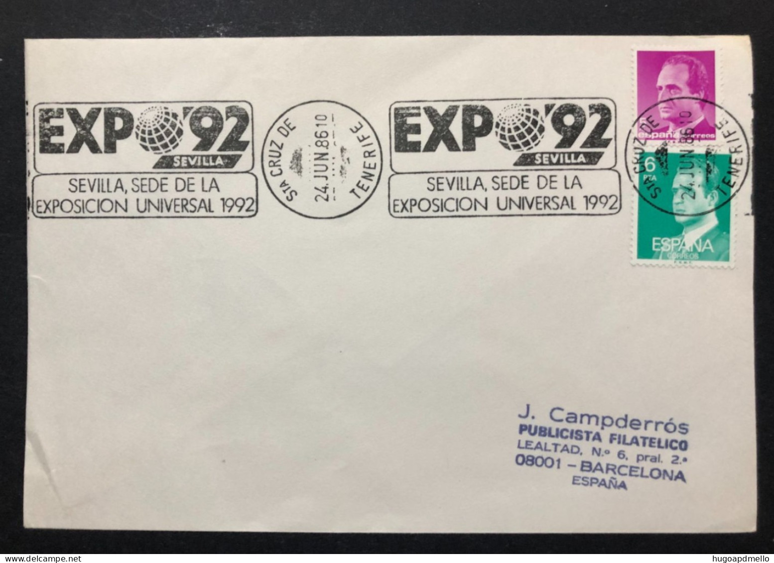 SPAIN, Cover With Special Cancellation « EXPO '92 », « STA. CRUZ DE TENERIFE Postmark », 1986 - 1992 – Séville (Espagne)