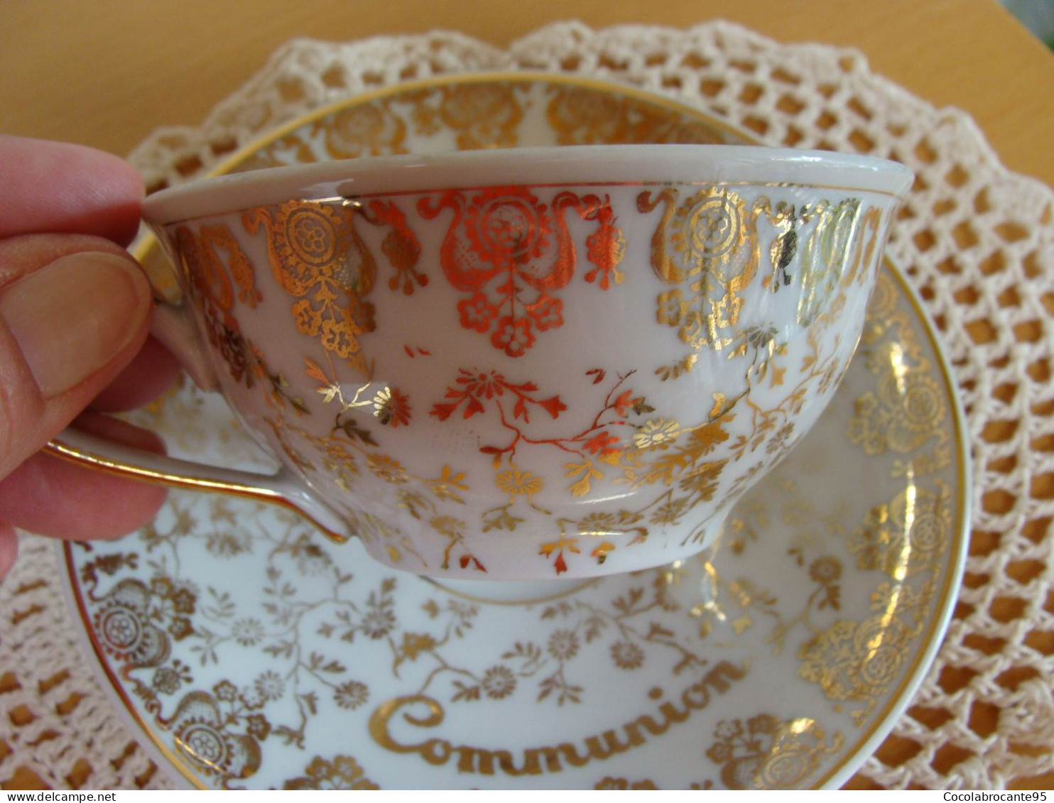 Tasse souvenir de communion vintage / Sarreguemines