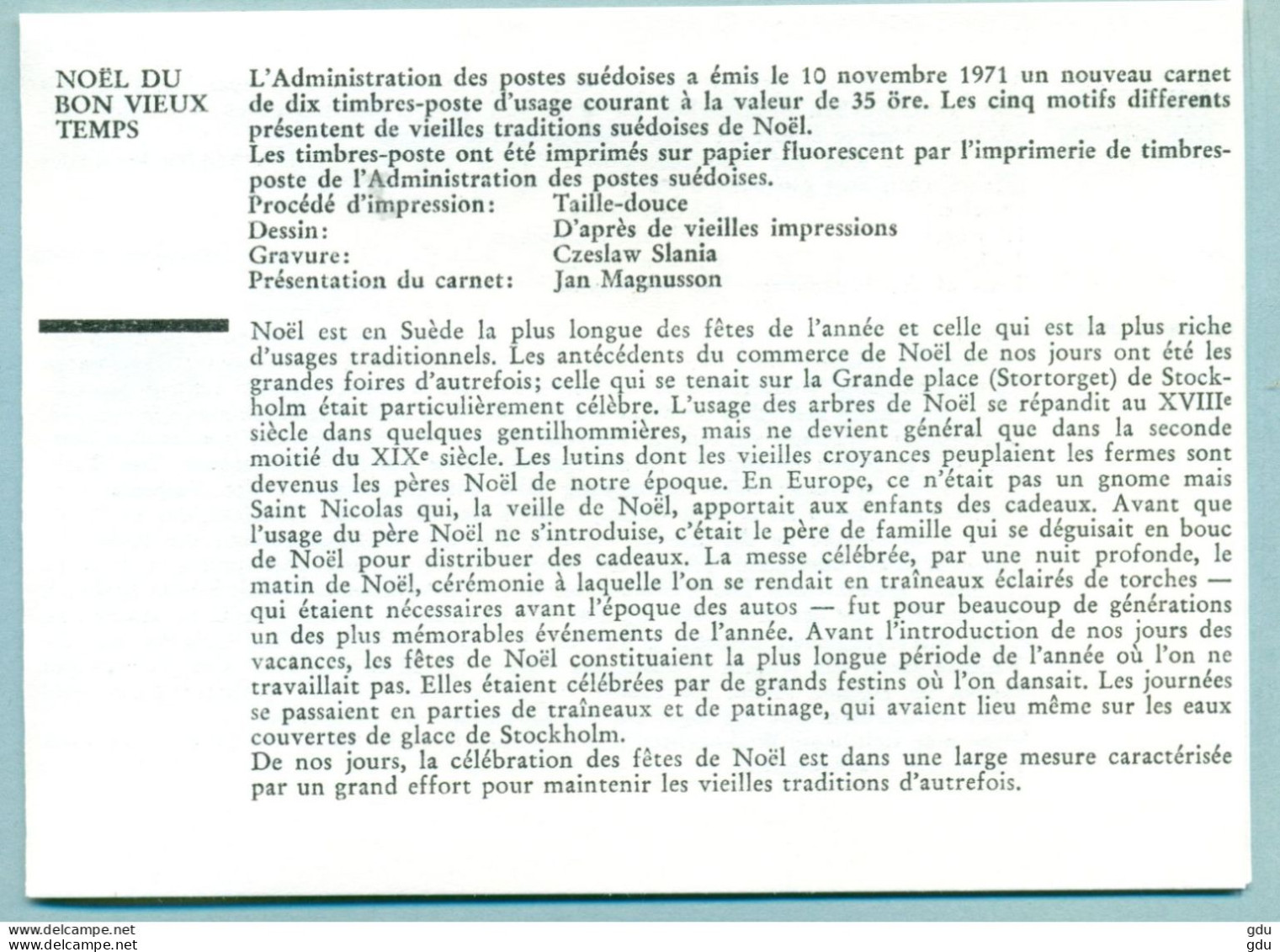 Pli émis Lors De La Sortié Du Carnet Noel/Christmas 1971 - Autres & Non Classés