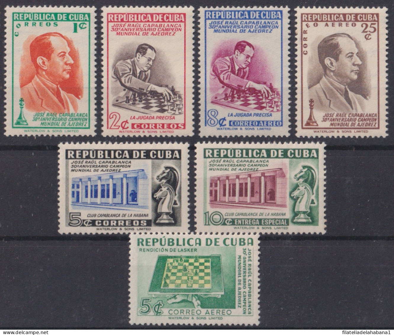 1951-463 CUBA REPUBLICA MH 1951 JOSE RAUL CAPABLANCA CHESS AJEDREZ.  - Unused Stamps