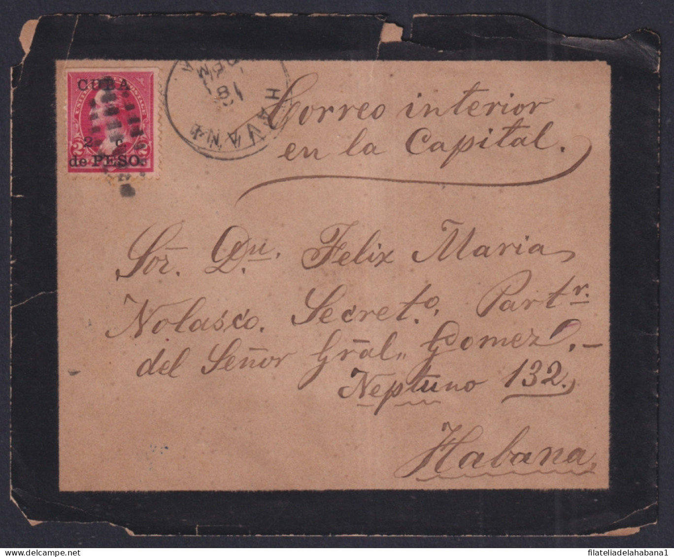 1899-H-272 CUBA US OCCUPATION 1899 2c INTERNAL MAIL HAVANA SECRETARIO GEN GOMEZ.  - Lettres & Documents