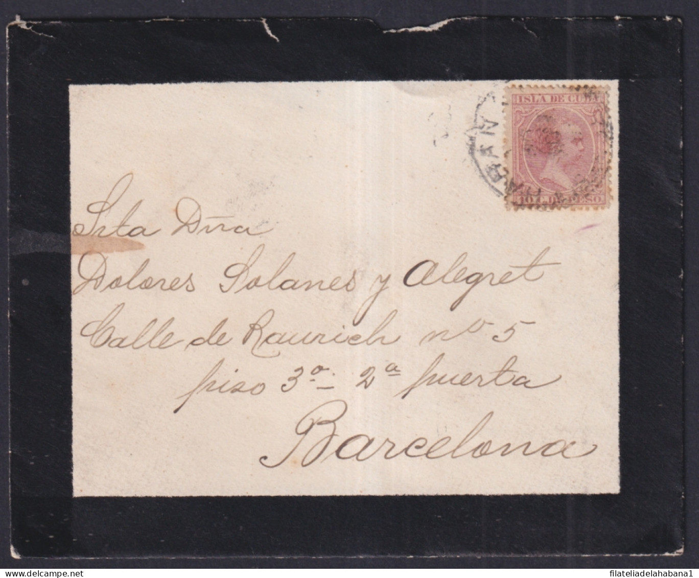 1891-H-26 CUBA SPAIN ALFONSO XIII 1891 10c HAVANA TO BARCELONA.  - Prephilately