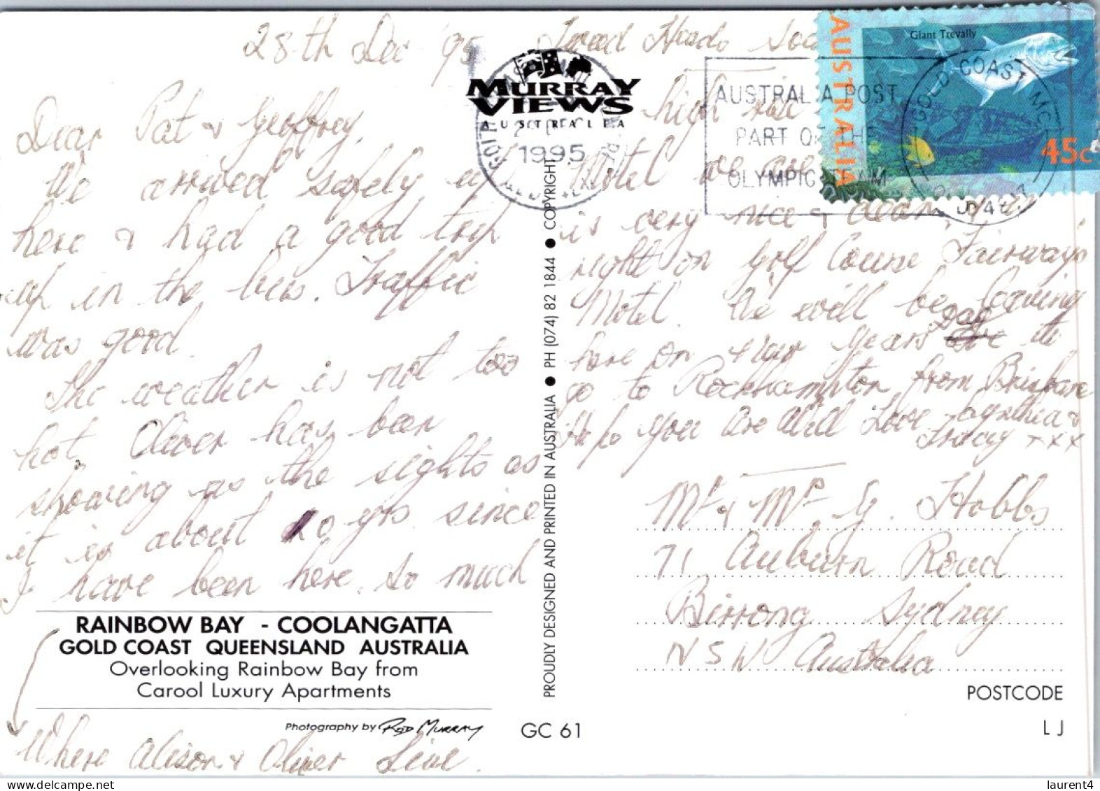 1-10-2023 (3 U 1) Australia - QLD - Rainbow Beach (posted In 1995 With Fish Stamp) - Gold Coast