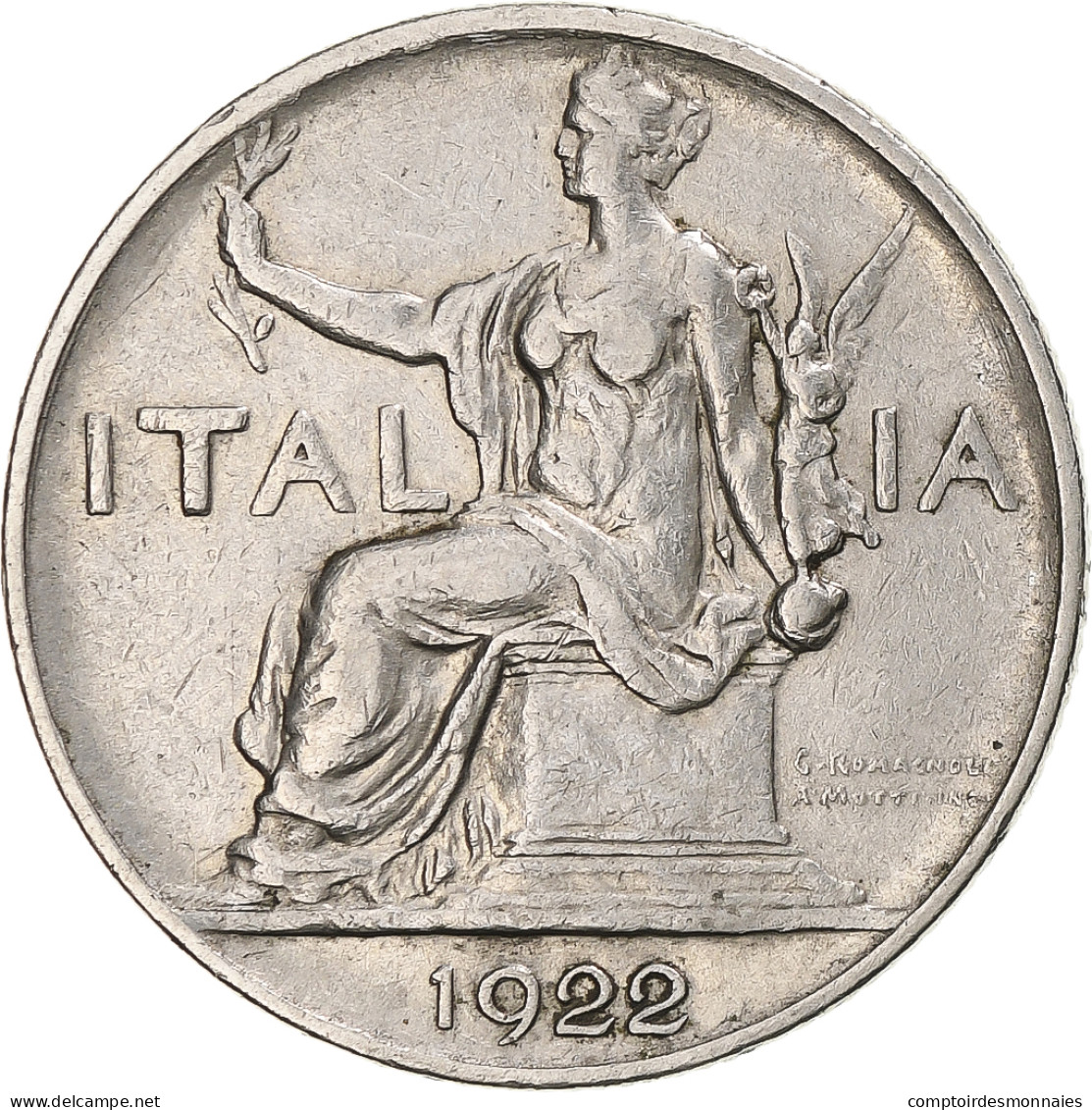 Monnaie, Italie, Vittorio Emanuele III, Lira, 1922, Rome, TB+, Nickel, KM:62 - 1 Lire