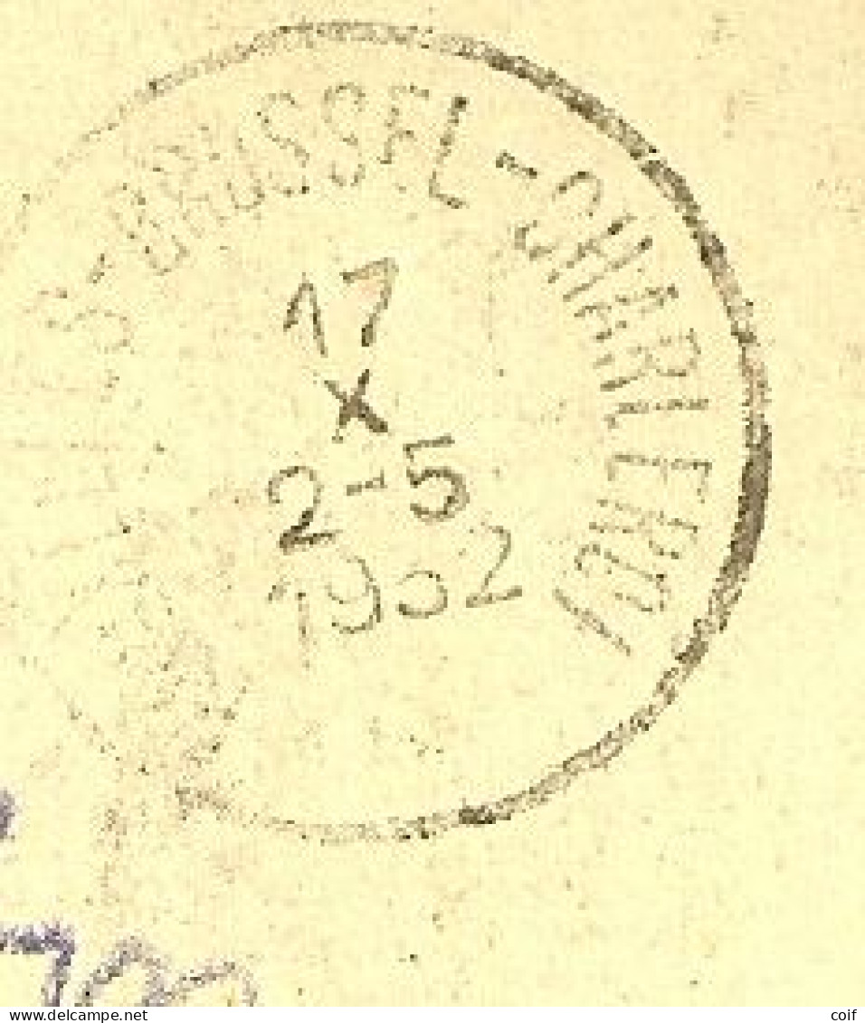 337 Op Kaart Stempel OOSTENDE, Naamstempel DEN HAAN / COQ-SUR-MER Met Treinstempel BRUXELLES-BRUSSEL-CHARLEROI - 1932 Ceres E Mercurio