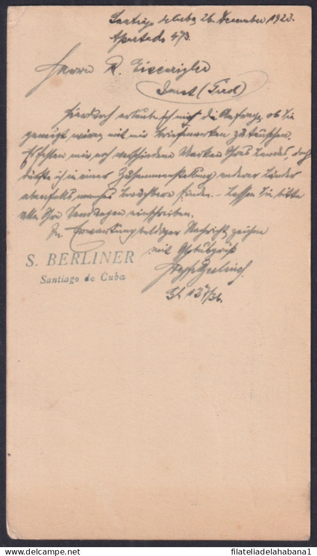 1904-EP-202 CUBA 1904 POSTAL STATIONERY 1c MARTI CARD 1923 TO AUSTRIA. - Brieven En Documenten