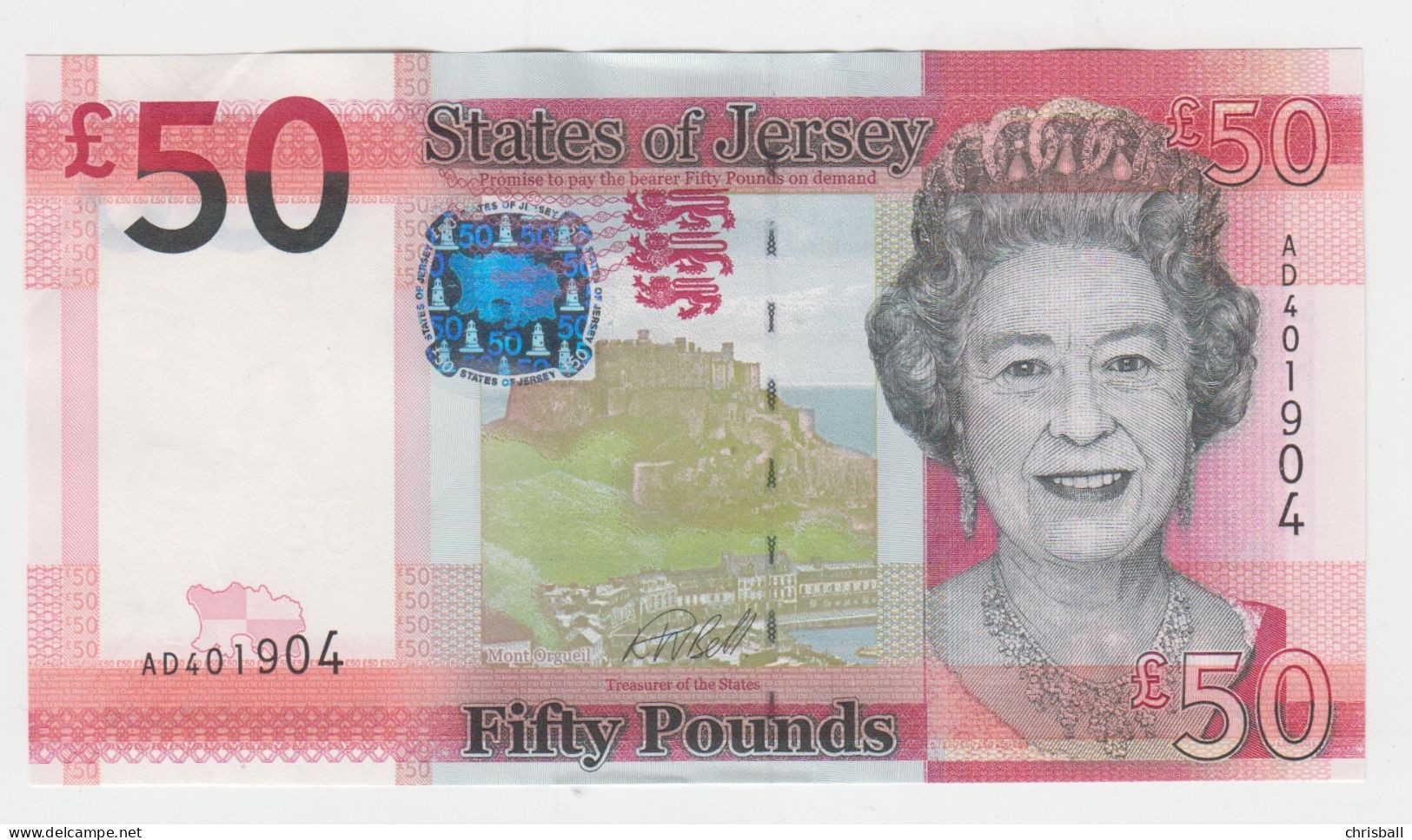 Jersey Banknote Fifty Pound (Pick 36) Code AD - Superb UNC Condition - Jersey