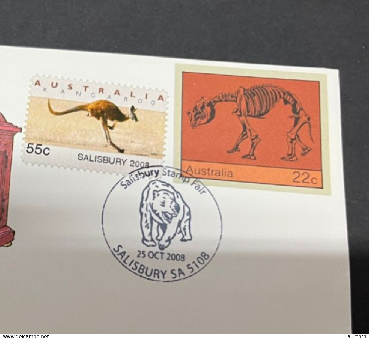 1-10-2023 (3 U 4) Australia FDC - 2008 - Salisbury 2008 Kangaroo Stamp - Dinosaur 22 Cents - Sonstige & Ohne Zuordnung